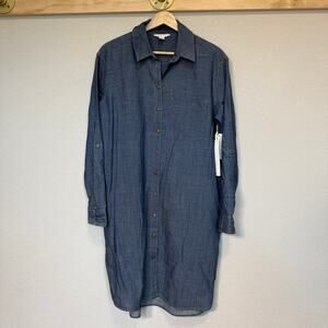 Women's Caslon Denim Blue Jean Chambray‎ Pullover Shirt Dress Size XS NEW